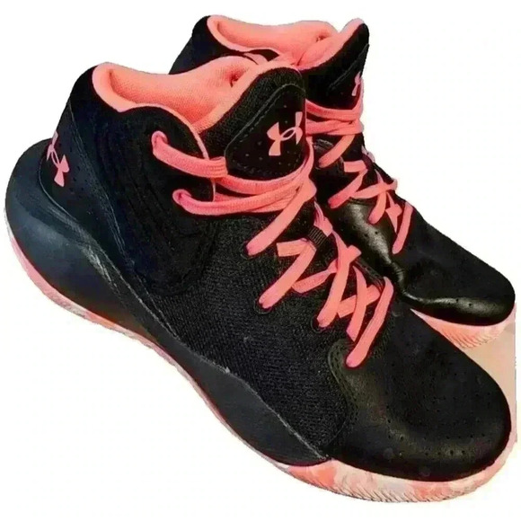 Under Armour Other - Under‎ Armour Kids Jet 21 Basketball Shoes Size 7Y Girls Sneakers Pink Black